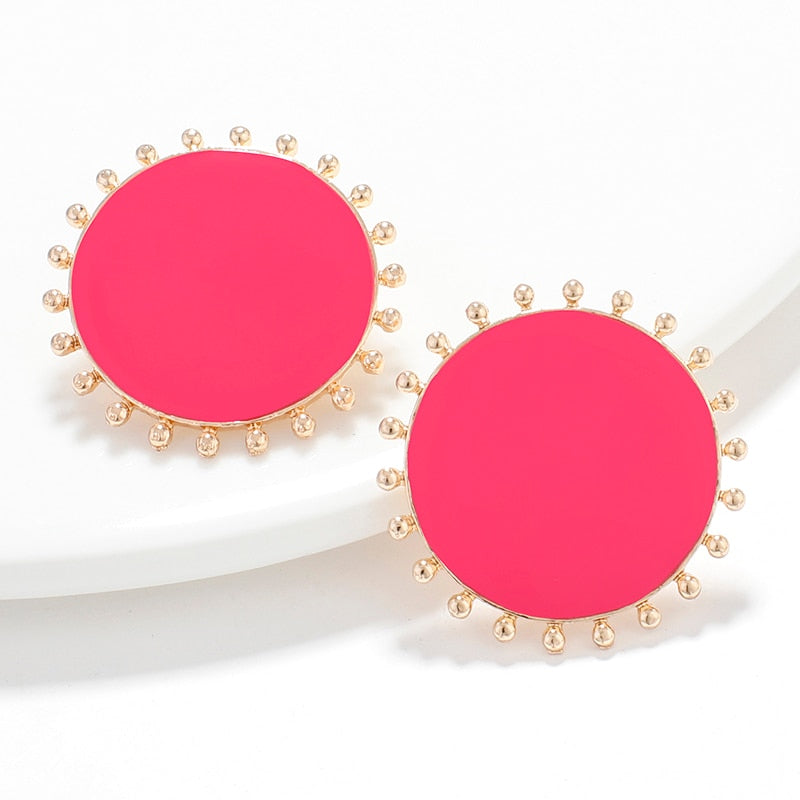 Vintage Black Round Stud Earrings for Women