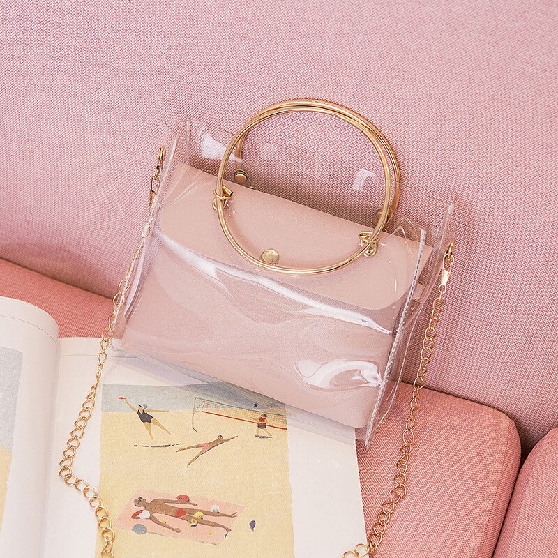 Transparent Bucket Bag Clear PVC Jelly Small Shoulder Bag Female Chain Crossbody Messenger Bags