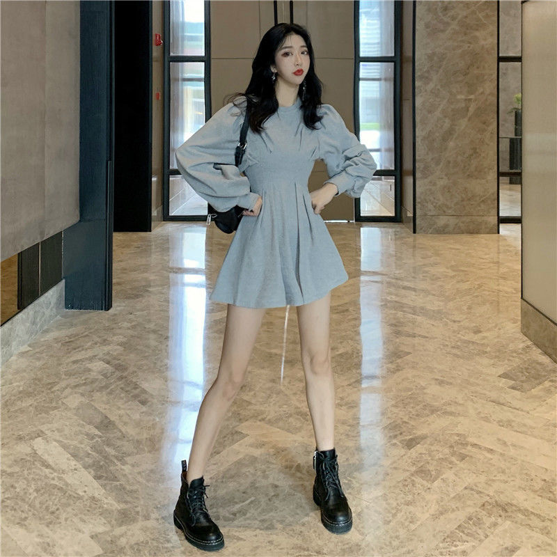 Dress Women School Abdomen Ulzzang Long Sleeve BF Style Harajuku Lovely Girls Newest Mini Daily Soft Popular Spring Pure O-Neck