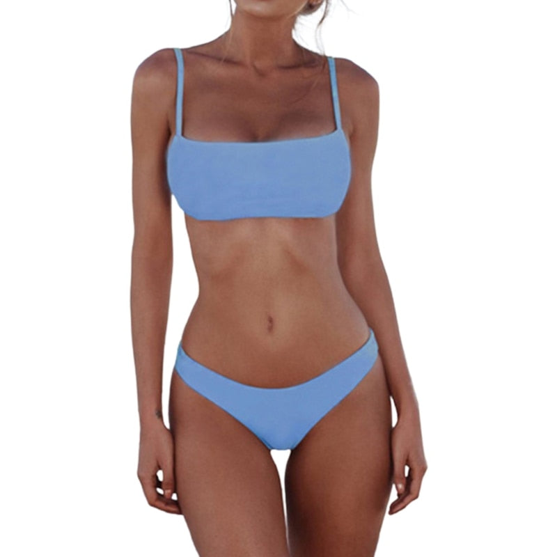 Sexy Push Up Unpadded Brazilian Bikini Set Women Vintage Swimwear Swimsuit Beach Suit