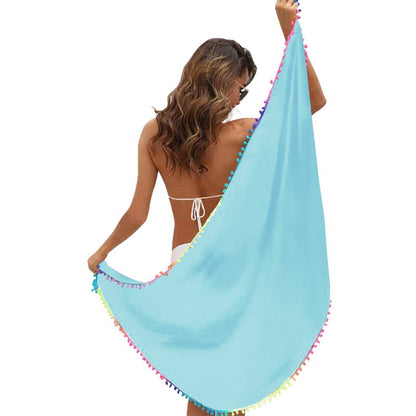 Women Colorful Tassel Chiffon Scarves Swimsuit Bikini Cover Up Sexy Skirt One Piece Irregular Scarf Female Sarong Beach Wear