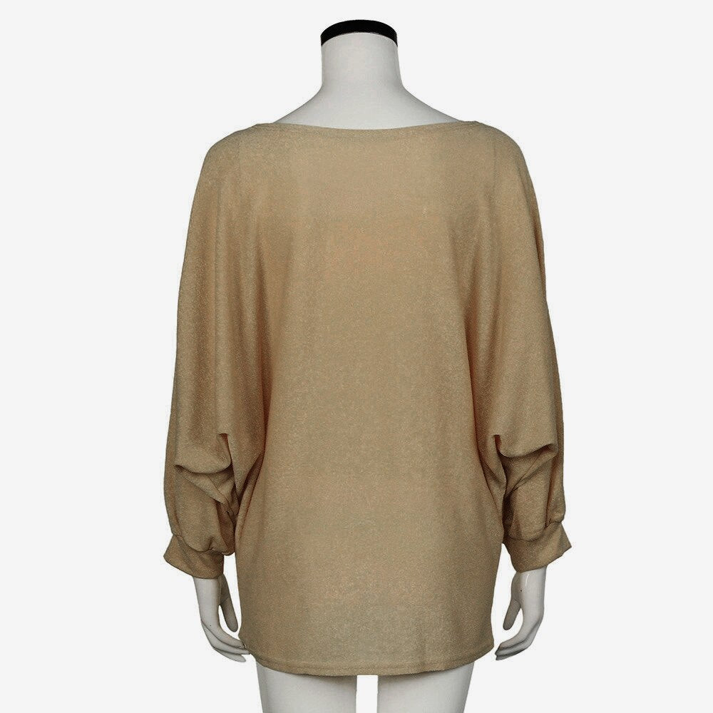 Oversized Batwing Sleeve Knitted Solid Loose Sweater