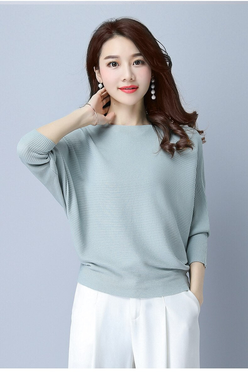 O-Neck Long Sleeve Ladies Knitted Pullover Jumper