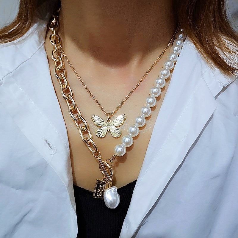 Fashion Chain Pearl Necklace For Women