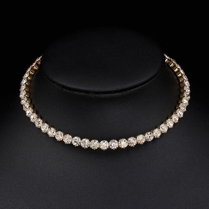 TREAZY Bridal Fashion Crystal Rhinestone Choker Necklace Women Wedding Accessories Tennis Chain Chokers Jewelry Collier Femme