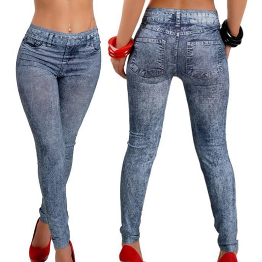 2023 New Sexy Womens Denim Snowflake Skinny Stretch Pants Fashion Soft Tights Leggings Black and Blue Woman jeans