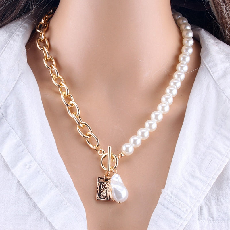 Fashion Chain Pearl Necklace For Women