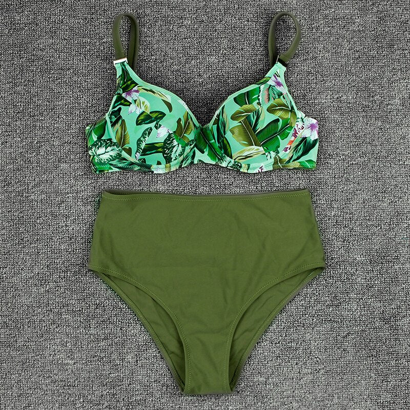 Push Up Sexy Print Bikini Set Bathing Suit Two Piece Brazilian Beachwear Plus Size