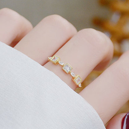 14K Real Gold Luxury Micro Inlaid CZ Ring