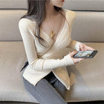 Long Sleeve Korean Pullovers Clothes Ladies Tops Slim Basic Black Sweater