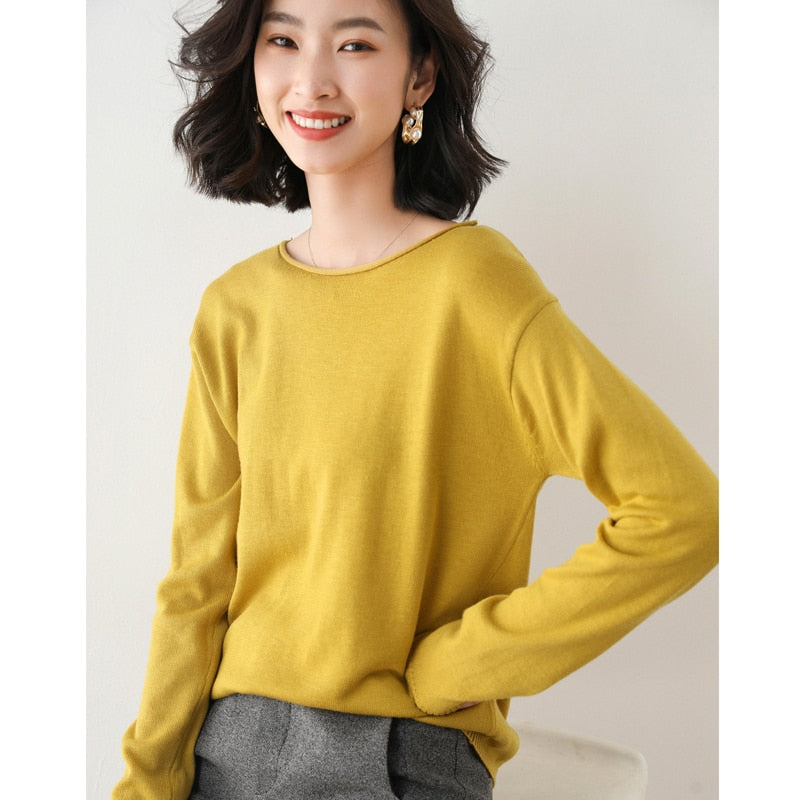 O-neck Stylish Knitted Long-Sleeves Sweater