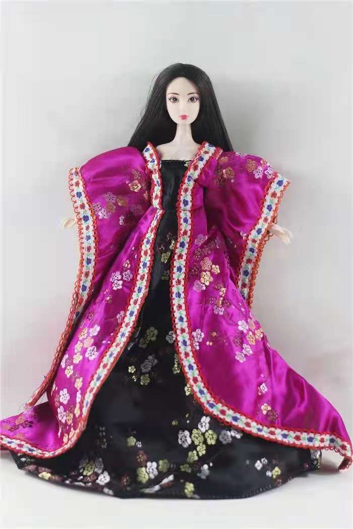 11.5&quot; Cosplay Pink Japanese Robe Traditional Kimono Doll Dress For Barbie Clothes Long Yukata Costume 1/6 BJD Accessories Toys