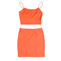 Sexy Off Shoulder Two Piece Set Sling Skirt Two Piece Set Women Solid Color Sleeveless Top And Slim Skirt Summer Sets