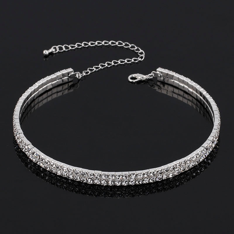 TREAZY Bridal Fashion Crystal Rhinestone Choker Necklace Women Wedding Accessories Tennis Chain Chokers Jewelry Collier Femme