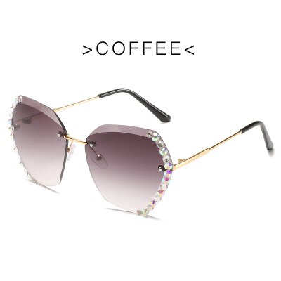 Oversized Rimless Diamond Square Sunglasses Women