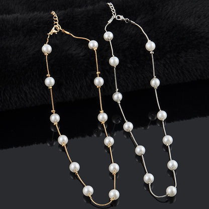 Korean Fashion Pearl Pendant Choker Necklace