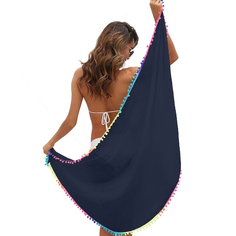 Women Colorful Tassel Chiffon Scarves Swimsuit Bikini Cover Up Sexy Skirt One Piece Irregular Scarf Female Sarong Beach Wear