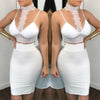 Fashion Sexy Women Bodycon Two Piece Crop Top+Skirt Set Lace Prom Party Clubwear Set New