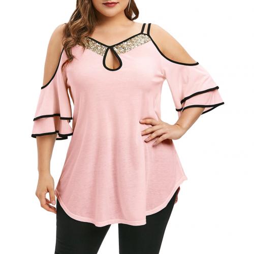 Shoulder Ruffled Sleeve Irregular Hem Blouse