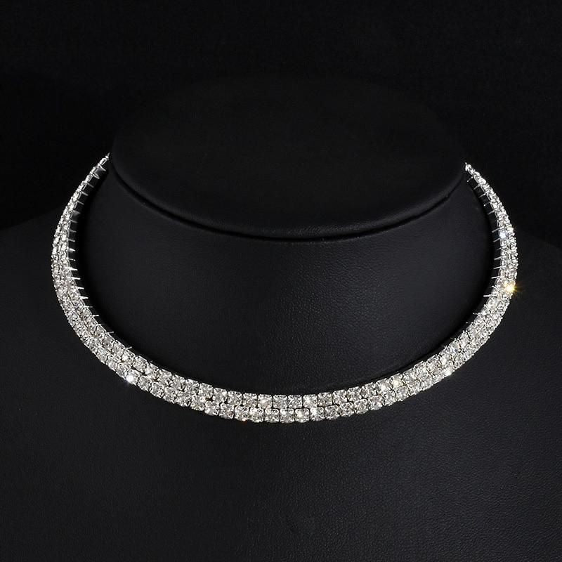 TREAZY Bridal Fashion Crystal Rhinestone Choker Necklace Women Wedding Accessories Tennis Chain Chokers Jewelry Collier Femme