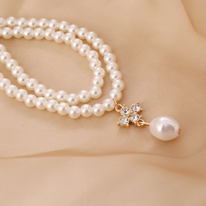 Double Layer Pearl Choker Wild Fashion Clavicle Chain Female Necklace