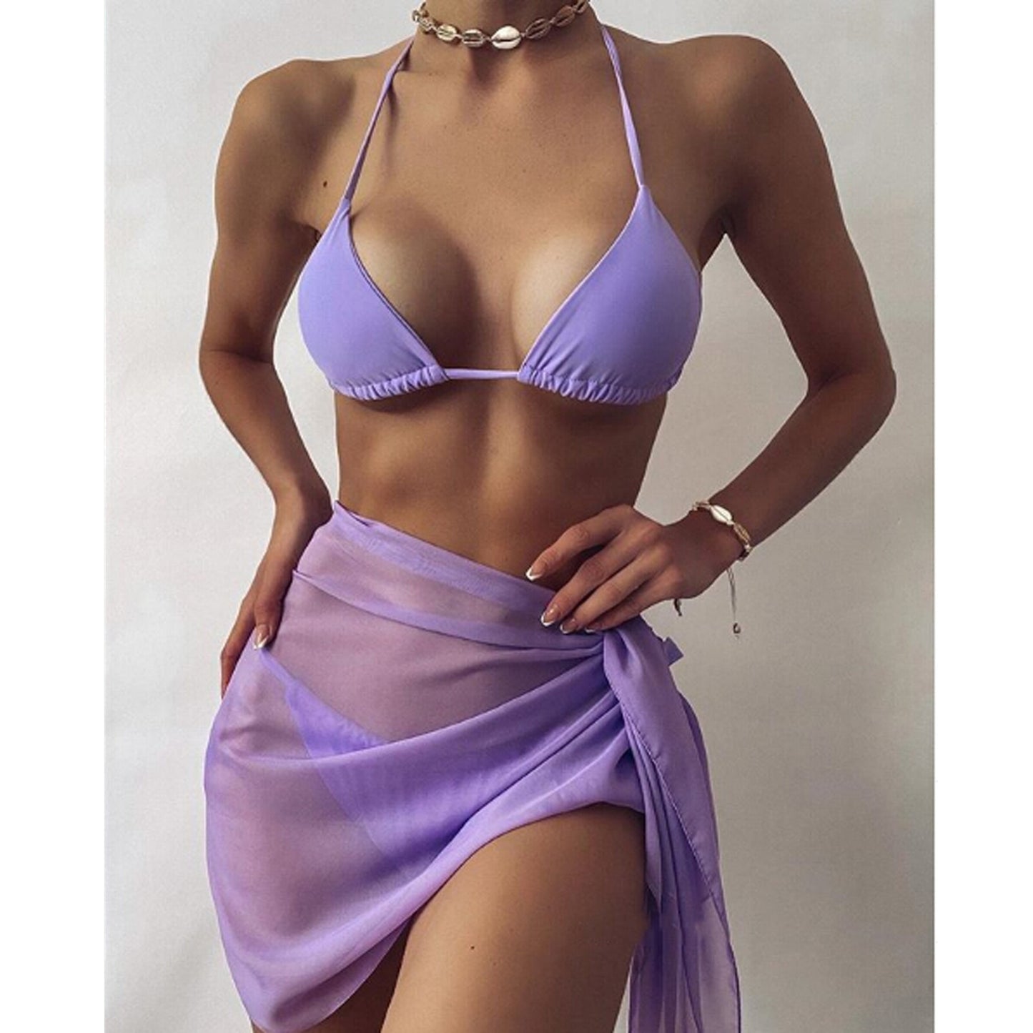 2021 New Women Chiffon Swimwear Pareo Scarf Bikini Cover-Ups Wrap Kaftan Sarong Beach Sexy Skirts 12 Color Swimsuit Cover-Ups