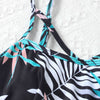 Bandeau Bandage Split Swimwear Leaf Print Tankini High Waisted Ruffle Swimsuit Bathing Suit