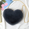 Faux plush heart-shaped shoulder bag