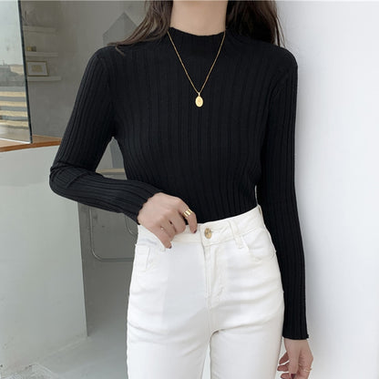 Turtleneck Sweater Soft Solid Slim Pullovers Knitted Sweaters