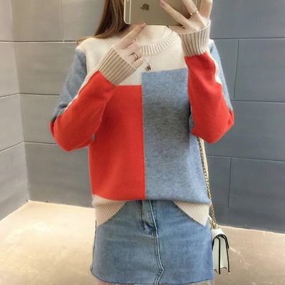 Round neck Knitted Tops Female Long Sleeve Jumper