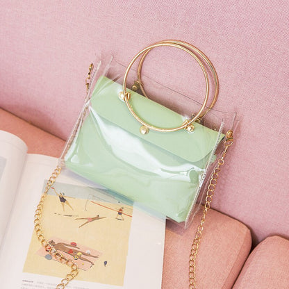 Transparent Bucket Bag Clear PVC Jelly Small Shoulder Bag Female Chain Crossbody Messenger Bags