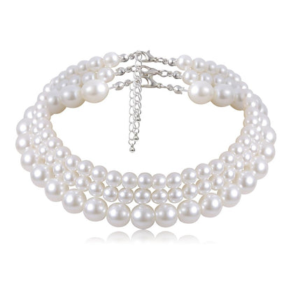 3Pcs/Set Boho Multi Layered Imitation Pearl Choker Necklace