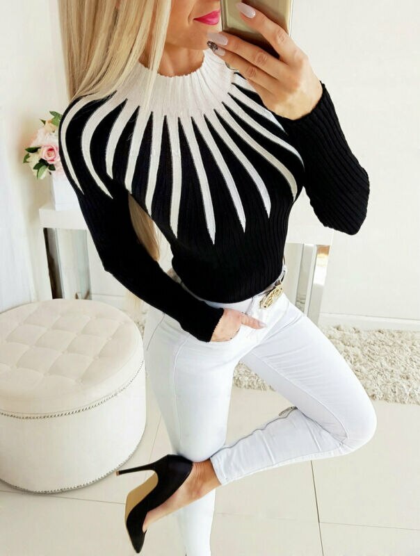 Knitted  Long Sleeve Slim fit Pullover