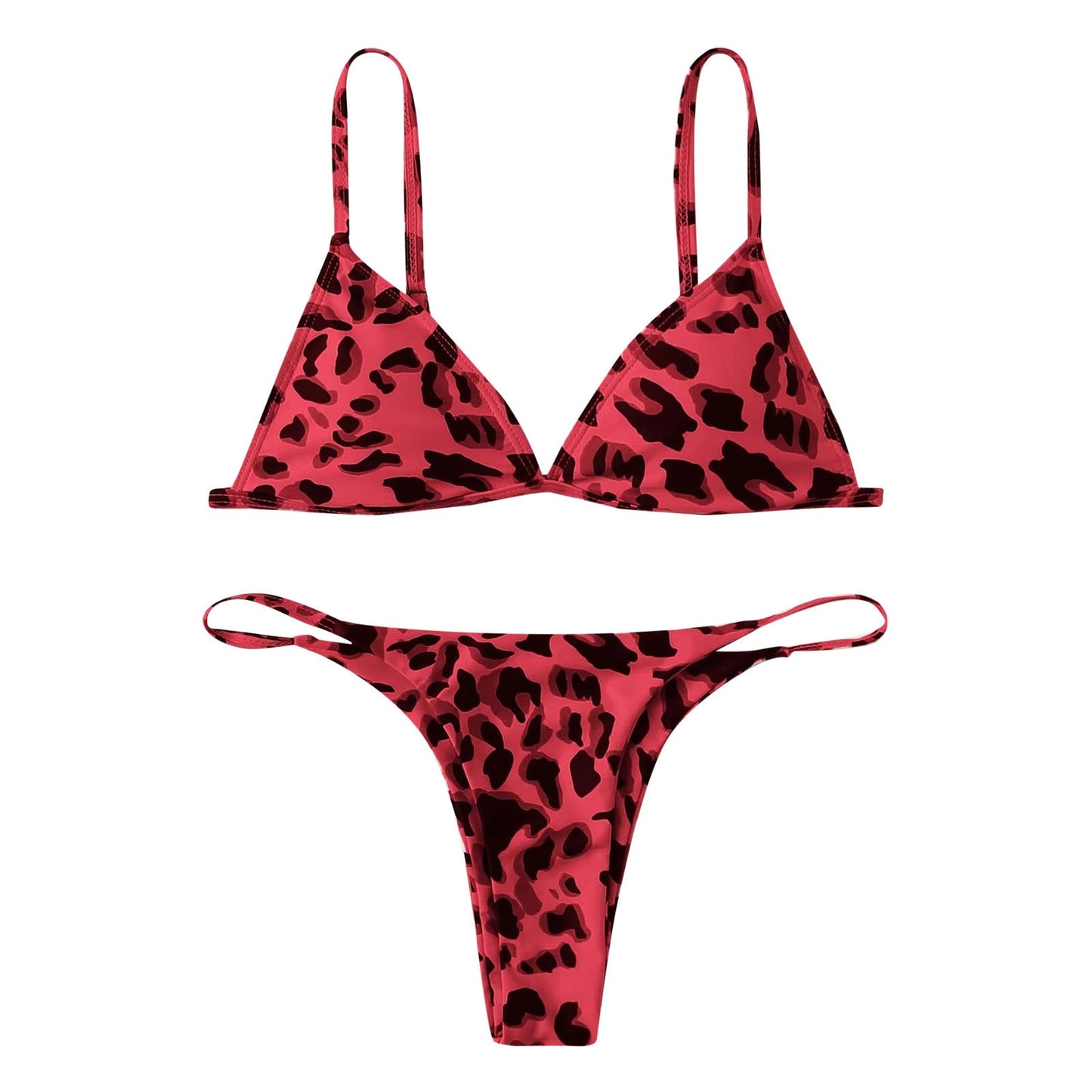 Leopard  Print High Waist Two Pieces Bikini Swimwear Swimsuit Beachwear