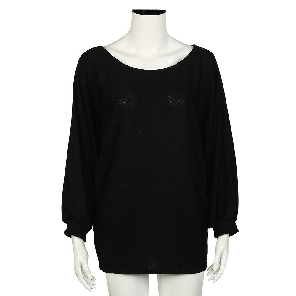 Oversized Batwing Sleeve Knitted Solid Loose Sweater