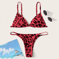 Leopard  Print High Waist Two Pieces Bikini Swimwear Swimsuit Beachwear