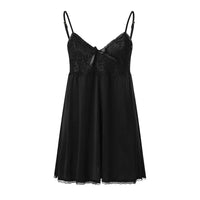 S-7XL Sexy Women Plus Size Lingerie Solid Lace sleeveless v neck Nightgowns See Through Underwear black Sleep dress Nightdress