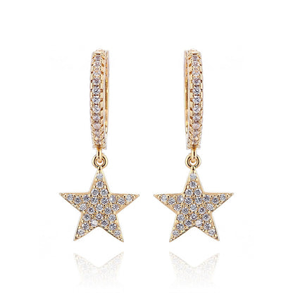 Star Earrings Top Quality Cz Crystal Gold Hoop Earrings For Women