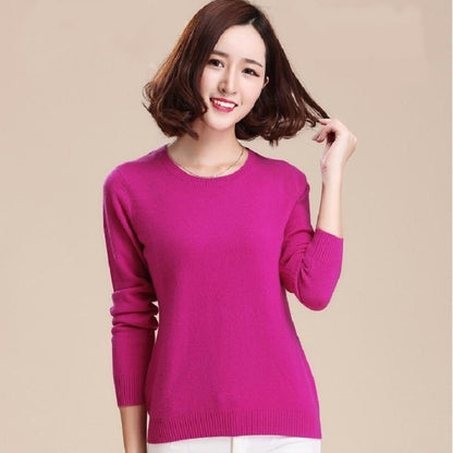 O-Neck Solid Color Long Sleeve Knitted Sweater