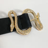 Shinny rhinestone snake buckle leather belt