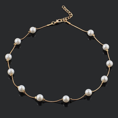 Korean Fashion Pearl Pendant Choker Necklace