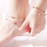 Fashion Heart Double layer Bracelet&Anklet For Women Adjustable Temperament Stainless Steel Chain Bracelets