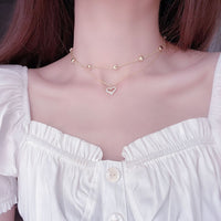 14k Real Gold Double layer Heart Necklace