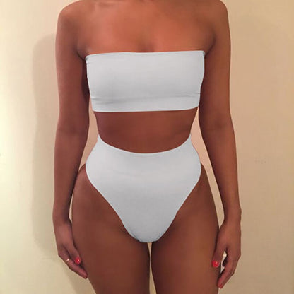 High Waist Padded Bra Straps Swimsuit Female Swimwear