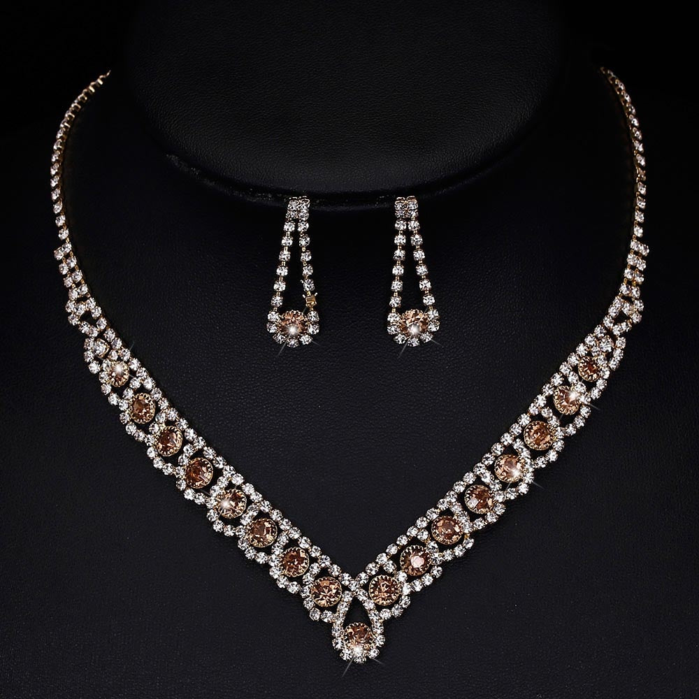 TREAZY Statement Crystal Bridal Jewelry Sets Fashion Rhinestone Choker Necklace Earrings African Wedding Jewelry Sets for Women