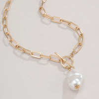 Goth Baroque Pearl Pendant Choker Necklace for Women