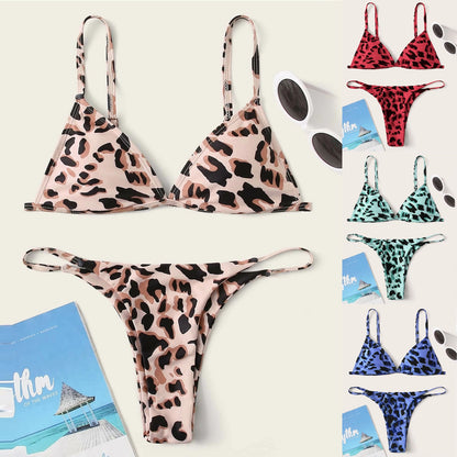 Leopard  Print High Waist Two Pieces Bikini Swimwear Swimsuit Beachwear