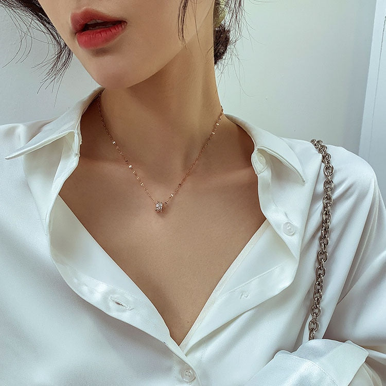Korean Classic Round Crystal Choker Necklace Women