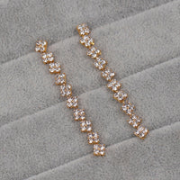 TREAZY Squares Shape Bridal Long Earrings Diamante Silver Color Rhinestone Crystal Dangle Earrings For Women Wedding Accessories