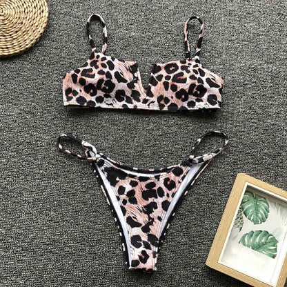 low waist beach wear set  Swimwear swimming suit for women V type top split swimsuit thong bikinis